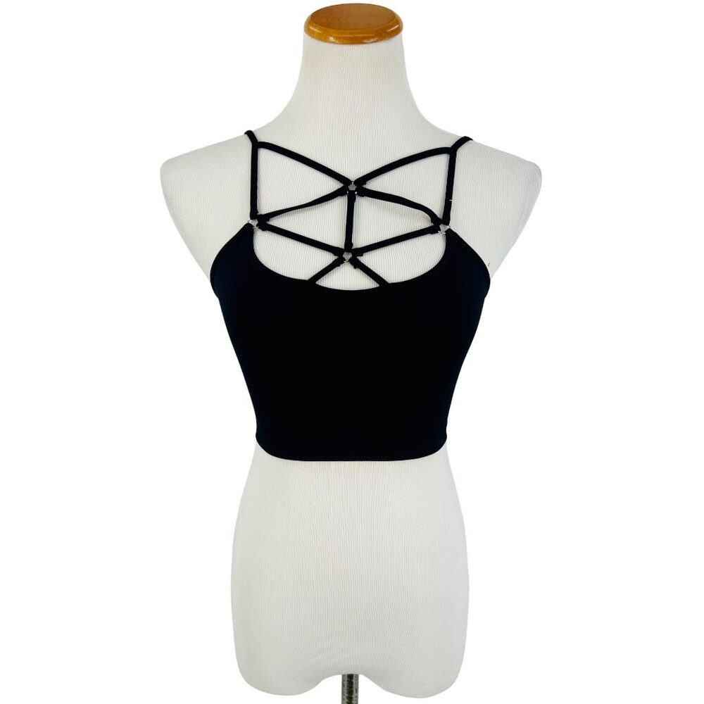 NWT Black Strappy Bralette Crop Top | Baddie Grunge Fairy Streetwear Whimsigoth - Picture 10 of 16